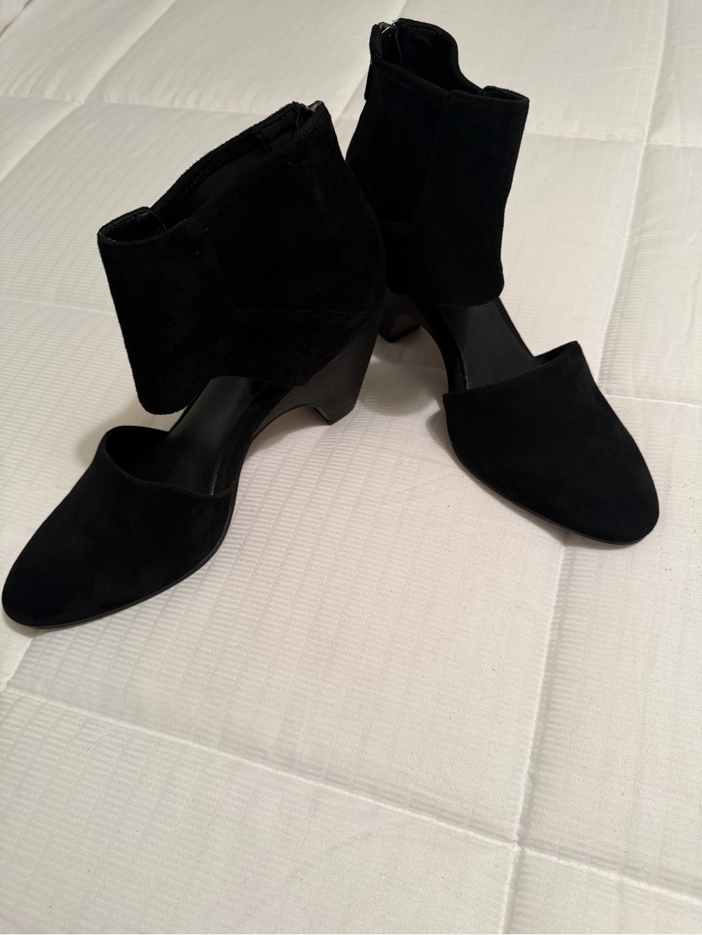 Eileen Fisher, Vero Cuoio, Black Leather Suede D'Orsay Heels - W 9.5